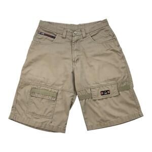 VINTAGE POLO SPORT CARGO SHORTS MENS 32 BEIGE BAGGY USA FLAG RALPH LAUREN PRL
